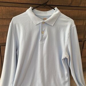 Men’s Vintage Lee Sky Blue Long Sleeve Polo Shirt